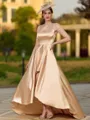 Graceful A-line Scoop Asymmetrical Silk like Satin Mother of the Bride Dress