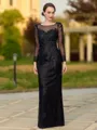 Noble Sheath Scoop Long Sleeves Appliques Lace Floor-Length Tulle Mother of the Bride Dress