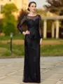 Noble Sheath Scoop Long Sleeves Appliques Lace Floor-Length Tulle Mother of the Bride Dress