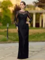 Noble Sheath Scoop Long Sleeves Appliques Lace Floor-Length Tulle Mother of the Bride Dress