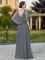 Statuesque A-line V-Neck Short Sleeves Pleated Floor-Length Mother of the Bride Dress