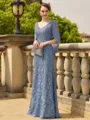 Modest Sheath V-Neck Appliques Lace Floor-Length Chiffon Mother of the Bride Dress