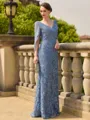 Modest Sheath V-Neck Appliques Lace Floor-Length Chiffon Mother of the Bride Dress