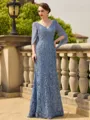 Modest Sheath V-Neck Appliques Lace Floor-Length Chiffon Mother of the Bride Dress