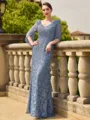 Modest Sheath V-Neck Appliques Lace Floor-Length Chiffon Mother of the Bride Dress