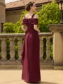 Regal Sheath Cold Shoulder Pleated Ankle-Length Chiffon Mother of the Bride Dress