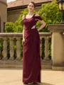 Regal Sheath Cold Shoulder Pleated Ankle-Length Chiffon Mother of the Bride Dress