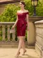 Stunning Sheath/Column Silk like Satin Ruched Off-the-Shoulder Sleeveless Short/Mini Mother of the Bride Dresses