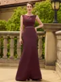 Opulent Sheath/Column Satin Beading Scoop Sleeveless Sweep Train Mother of the Bride Dresses