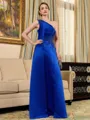 Tasteful A-line One-Shoulder Appliques Lace Floor-Length Satin Mother of the Bride Dress