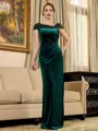 Show-stopping Sheath/Column Velvet Ruched V-Neck Sleeveless Floor-Length Mother of the Bride Dresses