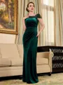 Show-stopping Sheath/Column Velvet Ruched V-Neck Sleeveless Floor-Length Mother of the Bride Dresses