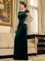 Show-stopping Sheath/Column Velvet Ruched V-Neck Sleeveless Floor-Length Mother of the Bride Dresses