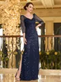 Polished Sheath Sweetheart 3/4 Sleeves Floor-Length Mother of the Bride Dress