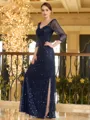 Polished Sheath Sweetheart 3/4 Sleeves Floor-Length Mother of the Bride Dress