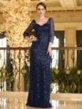 Polished Sheath Sweetheart 3/4 Sleeves Floor-Length Mother of the Bride Dress