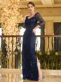 Polished Sheath Sweetheart 3/4 Sleeves Floor-Length Mother of the Bride Dress