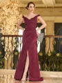 Hot Sheath/Column Satin Applique Off-the-Shoulder Sleeveless Sweep Train Mother of the Bride Dresses