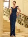 Magnificent Sheath/Column Ruched V-Neck Sleeveless Floor-Length Mother of the Bride Dresses