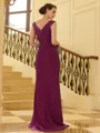 Resplendent Sheath V-Neck Beading Floor-Length Chiffon Mother of the Bride Dress