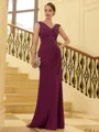 Resplendent Sheath V-Neck Beading Floor-Length Chiffon Mother of the Bride Dress