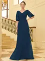 Fashion A-Line/Princess Chiffon Ruched V-Neck 1/2 Sleeves Floor-Length Mother of the Bride Dresses