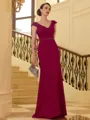 Exquisite Sheath/Column Stretch Crepe Beading V-Neck Sleeveless Floor-Length Mother of the Bride Dresses