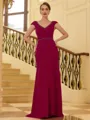 Exquisite Sheath/Column Stretch Crepe Beading V-Neck Sleeveless Floor-Length Mother of the Bride Dresses