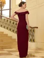 Unique Sheath/Column Stretch Crepe Ruched Off-the-Shoulder Sleeveless Floor-Length Mother of the Bride Dresses