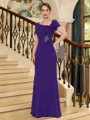 Charming Sheath/Column Jersey Beading Square Short Sleeves Floor-Length Mother of the Bride Dresses