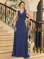 Gracious A-line V-Neck Appliques Lace Floor-Length Chiffon Mother of the Bride Dress