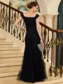 Gorgeous Sheath/Column Tulle Beading Off-the-Shoulder Sleeveless Floor-Length Mother of the Bride Dresses