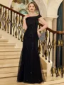 Gorgeous Sheath/Column Tulle Beading Off-the-Shoulder Sleeveless Floor-Length Mother of the Bride Dresses