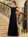 Gorgeous Sheath/Column Tulle Beading Off-the-Shoulder Sleeveless Floor-Length Mother of the Bride Dresses