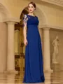 Elegant A-line Scoop Appliques Lace Floor-Length Chiffon Mother of the Bride Dress