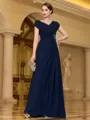 Classy A-line V-Neck Pleated Floor-Length Chiffon Mother of the Bride Dress