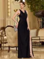 Mesmerizing Sheath/Column Jersey Ruched V-Neck Sleeveless Floor-Length Mother of the Bride Dresses