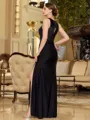 Mesmerizing Sheath/Column Jersey Ruched V-Neck Sleeveless Floor-Length Mother of the Bride Dresses