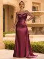Sophisticated Sheath Scoop Long Sleeves Sequin Floor-Length Silk Like Satin Mother of the Bride Dress