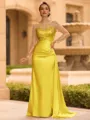 Sophisticated Sheath Scoop Long Sleeves Sequin Floor-Length Silk Like Satin Mother of the Bride Dress