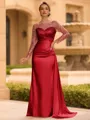 Sophisticated Sheath Scoop Long Sleeves Sequin Floor-Length Silk Like Satin Mother of the Bride Dress