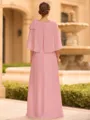 Graceful A-line Scoop 1/2 Sleeves Bow Floor-Length Chiffon Mother of the Bride Dress