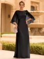 Graceful A-line Scoop 1/2 Sleeves Bow Floor-Length Chiffon Mother of the Bride Dress