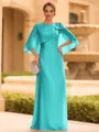Graceful A-line Scoop 1/2 Sleeves Bow Floor-Length Chiffon Mother of the Bride Dress