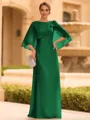 Graceful A-line Scoop 1/2 Sleeves Bow Floor-Length Chiffon Mother of the Bride Dress