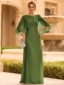Graceful A-line Scoop 1/2 Sleeves Bow Floor-Length Chiffon Mother of the Bride Dress