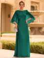 Graceful A-line Scoop 1/2 Sleeves Bow Floor-Length Chiffon Mother of the Bride Dress