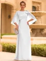 Graceful A-line Scoop 1/2 Sleeves Bow Floor-Length Chiffon Mother of the Bride Dress