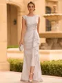 Regal Sheath Scoop Ruffles Floor-Length Mother of the Bride Dress
