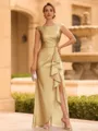 Regal Sheath Scoop Ruffles Floor-Length Mother of the Bride Dress